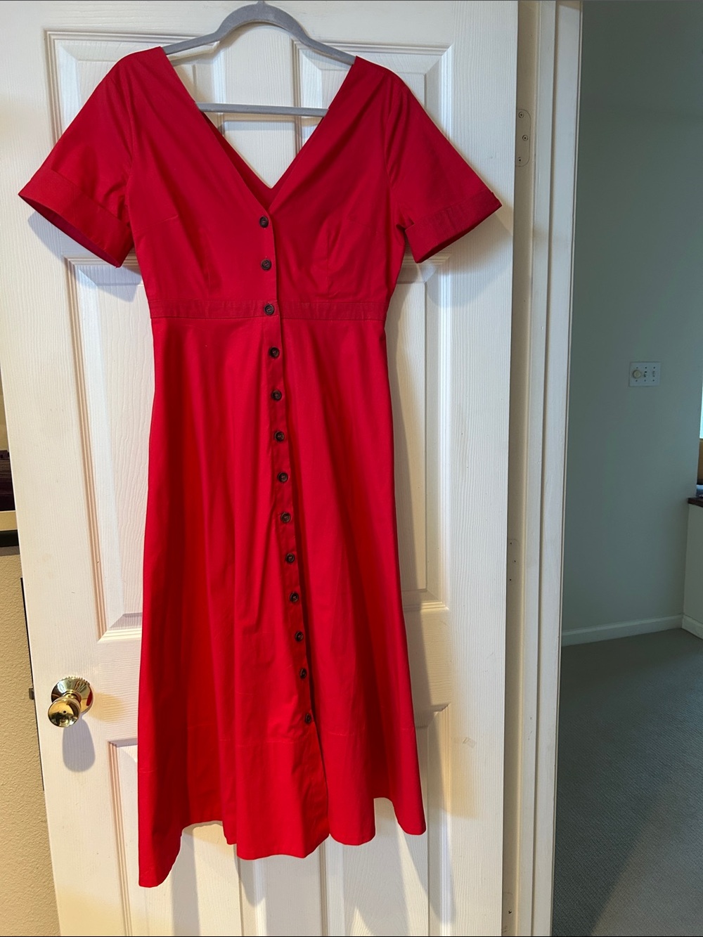 Tuckernuck Red Button-Front V-Neck Women's Dress